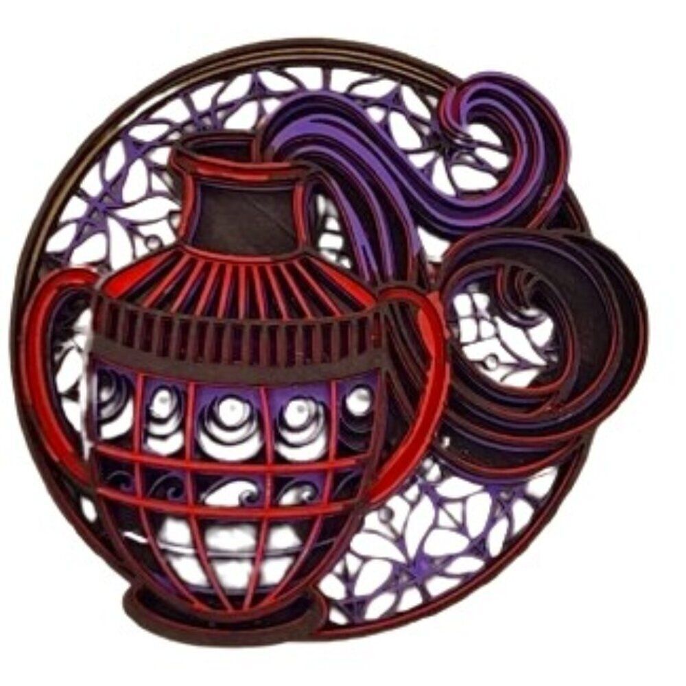 Aquarius Zodiac Sign Layered Design. Refrigerator magnet.
